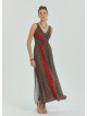 P V Neck Double Breasted Long Tile Dress 4559